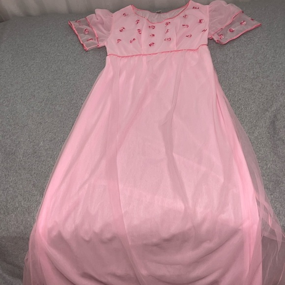 Vintage Fairy Night Gown Maxi Dress Coquette Pink Cottagecore Barbie Princess - Picture 11 of 11